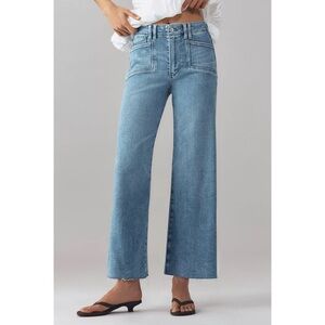 NWT Paige Anessa Wide-Leg Ankle Jeans Set-In Pockets Bebop Blue 24 Petite